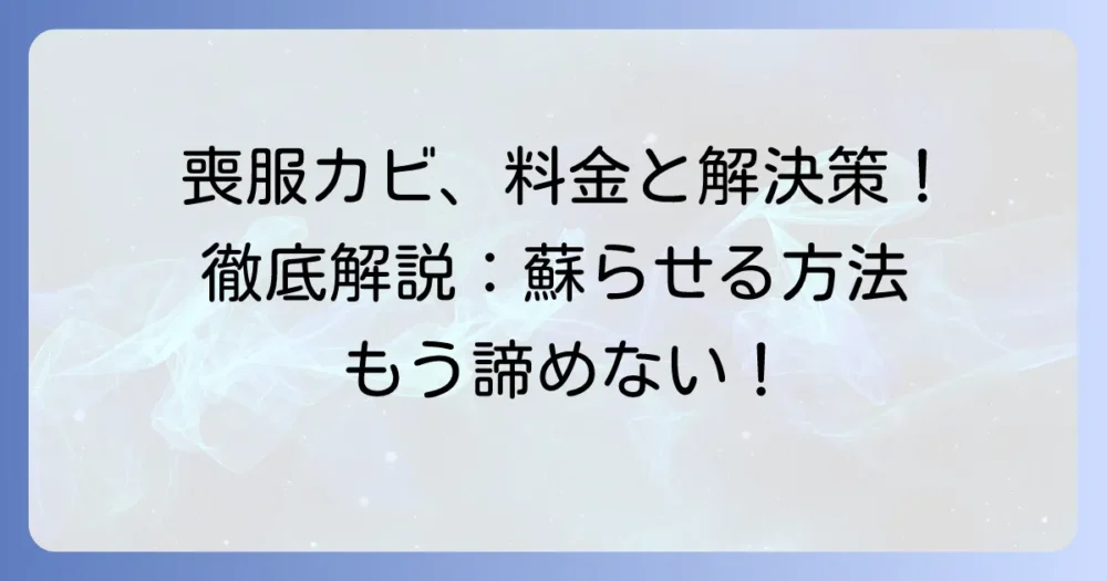 喪服のカビクリーニング料金を徹底解説！大切な一着を蘇らせる方法