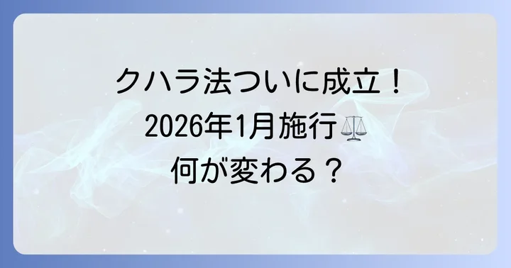クハラ法は「成立」！2026年1月からの施行が決定