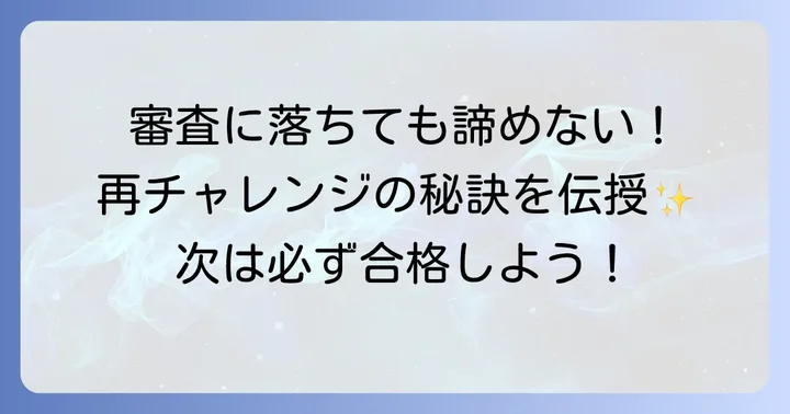 審査に落ちてしまった場合の再申し込みのコツ