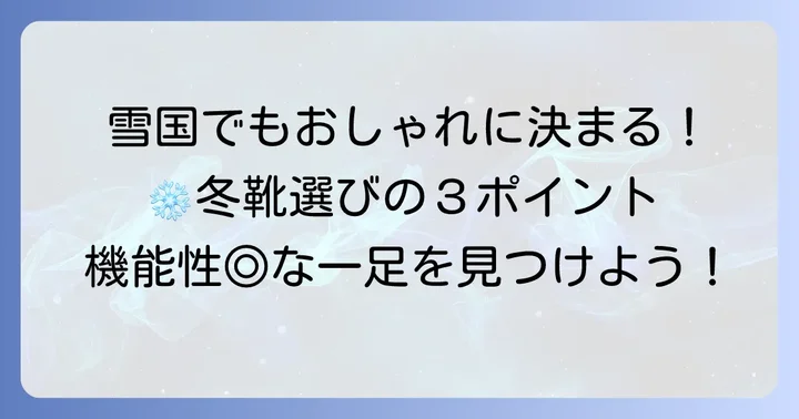 雪国冬靴メンズおしゃれ選び方のポイント