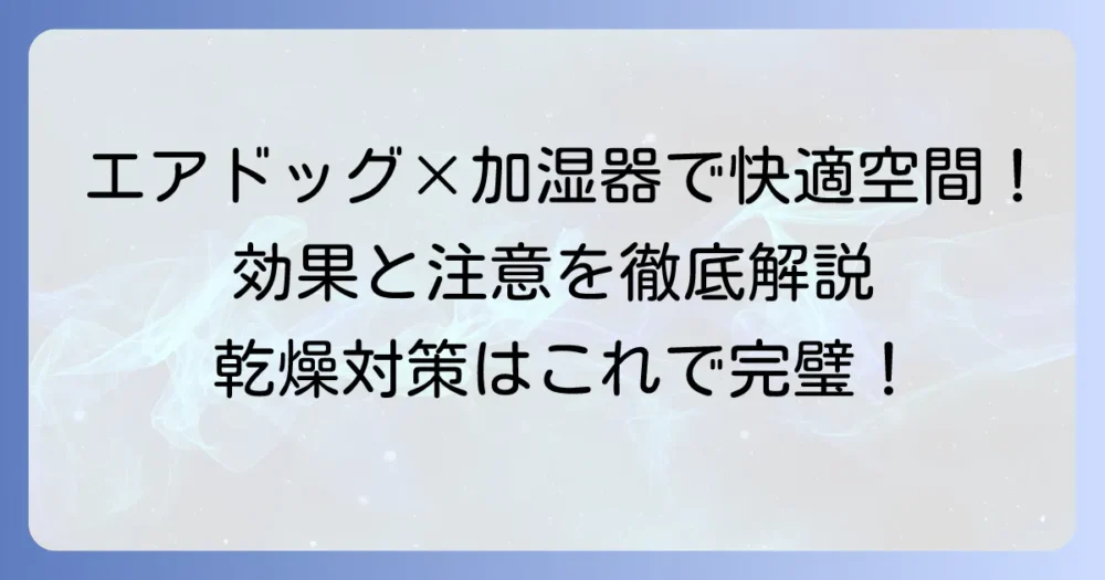 エアドッグと加湿器の併用で快適空間！効果的な使い方と注意点を徹底解説