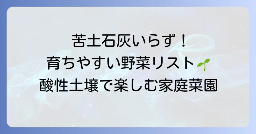 苦土石灰が不要な野菜とは？酸性土壌を好む野菜で家庭菜園を楽しもう