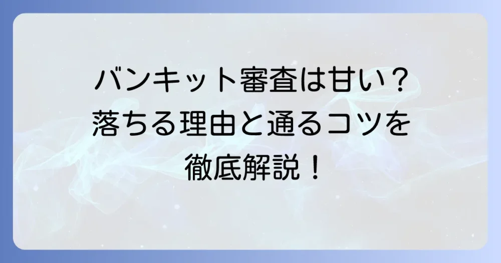 バンキットの審査は厳しい？落ちる理由と通過のコツを徹底解説