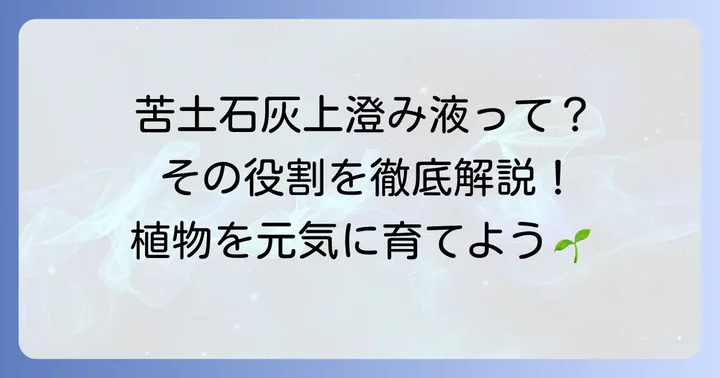 苦土石灰上澄み液とは？その基本的な役割を理解する
