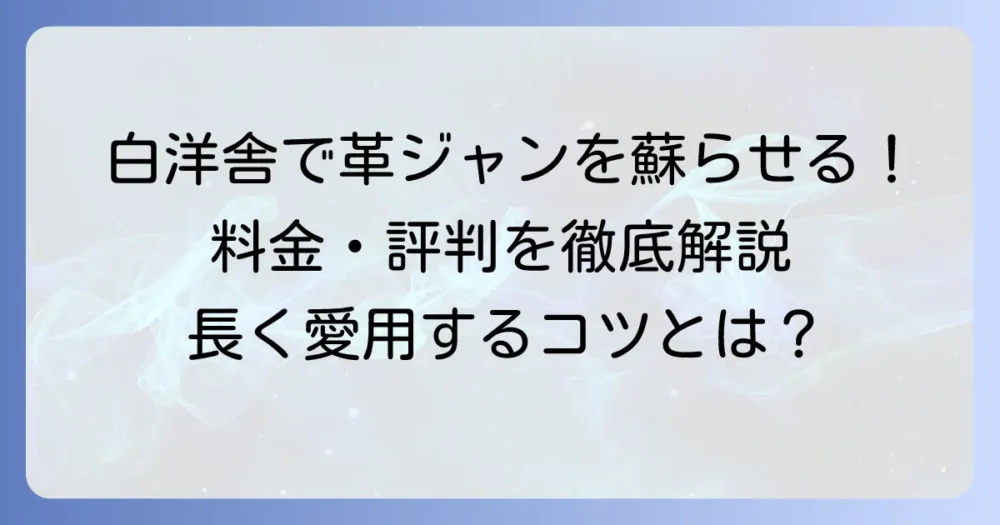白洋舎で革ジャンクリーニング！料金・期間・評判を徹底解説
