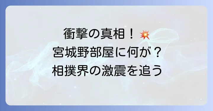 宮城野部屋に起きた激動の出来事とその背景