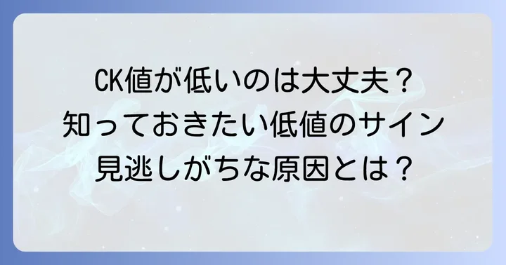 クレアチニンキナーゼ(CK)が低値を示すケース