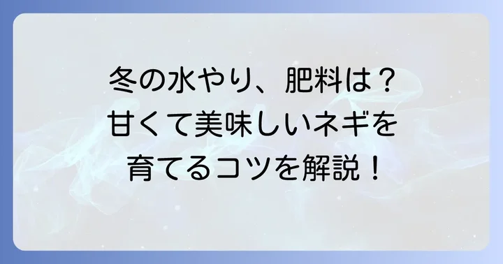 冬場の水やりと肥料の正しい管理