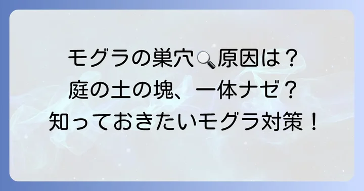 なぜ庭にモグラかたまりができるのか？その原因を探る