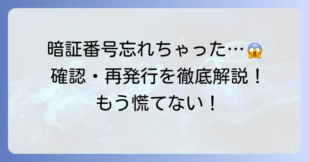 ビザカードの暗証番号を忘れたらどうする？確認・再発行の進め方を徹底解説