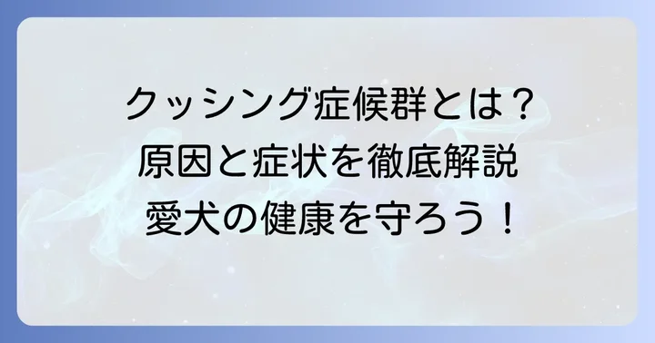 犬のクッシング症候群とは？その原因と種類