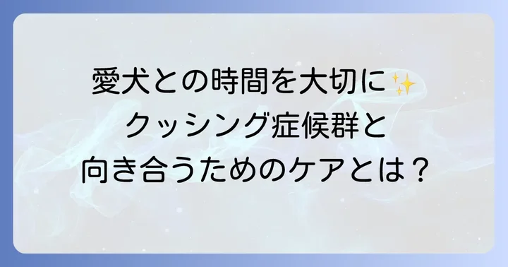 クッシング症候群の犬と穏やかに過ごすためのケア