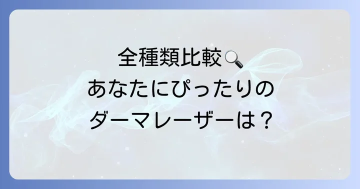 【徹底比較】クオリティファーストダーマレーザー全種類の効果と特徴