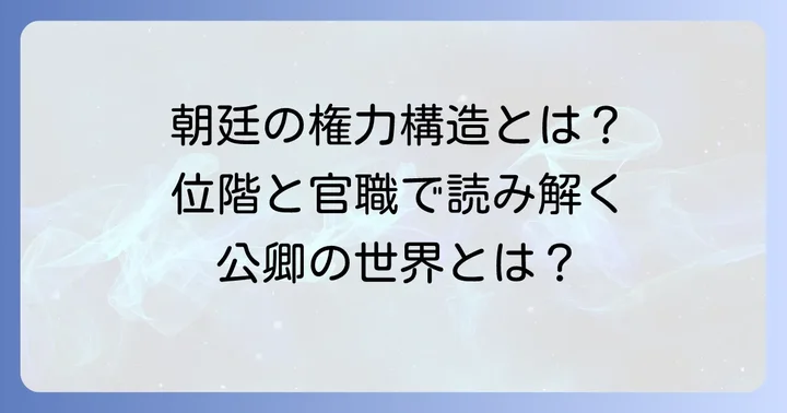 公卿の具体的な官職と位階：朝廷政治の中枢を担う人々