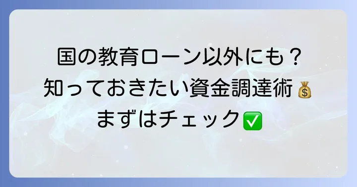 国の教育ローン以外で検討したい教育資金の調達方法