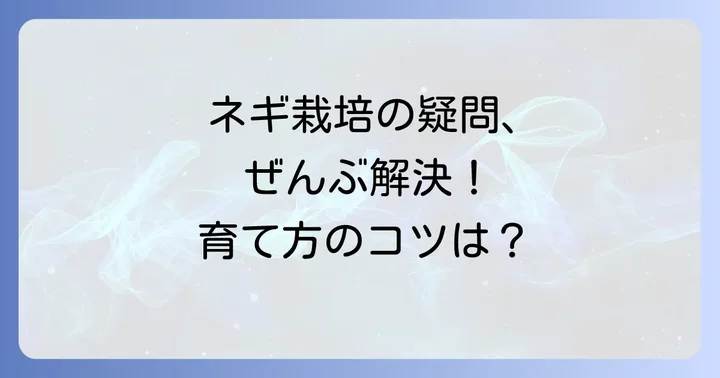九条太ネギ栽培でよくある質問
