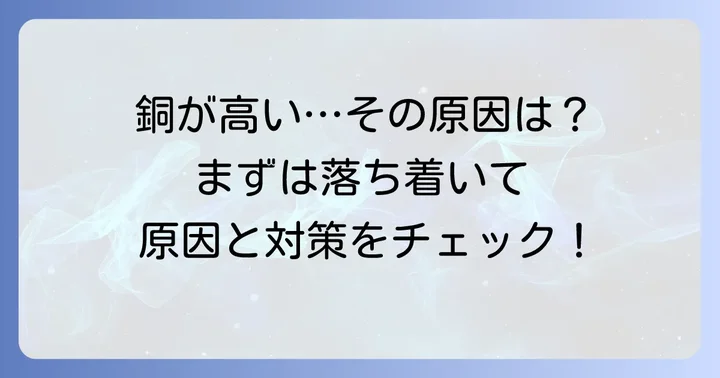 血液検査で「銅が高い」と言われたら？まずは落ち着いて原因を知ることから