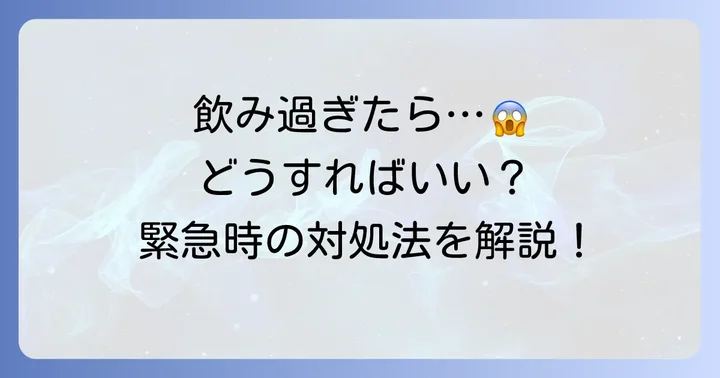 飲み過ぎてしまった場合の緊急対処法と医療機関への連絡